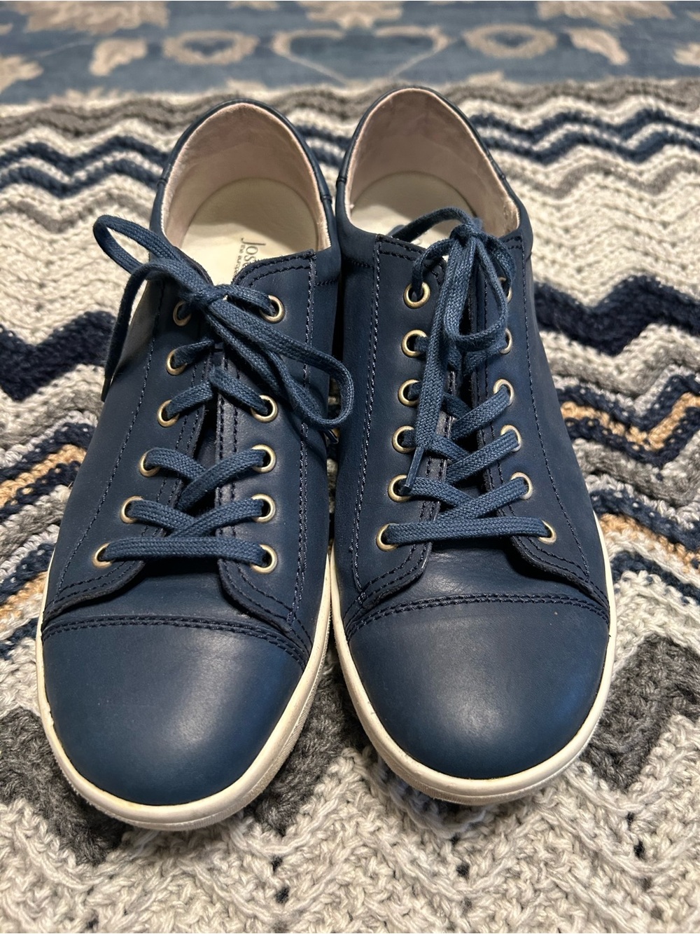 Josef Seibel Navy Leather Lace-Up Sneakers
